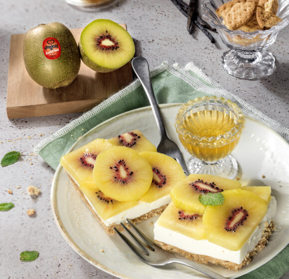 Cheesecake de kiwis rojos: barritas de cheesecake sin cocción